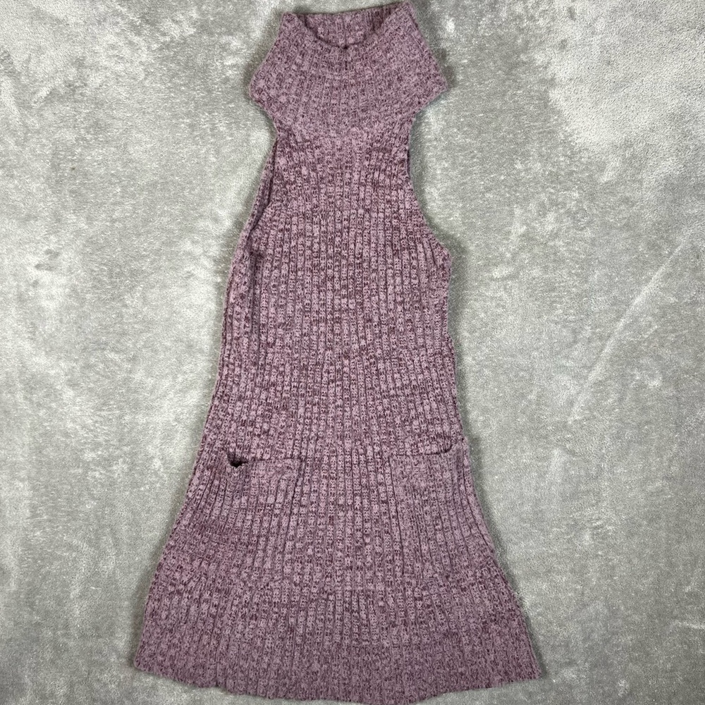 Free People Dress Womens Small Purple Claude High Neck Rib Bodycon Sweater Mini - Picture 7 of 10